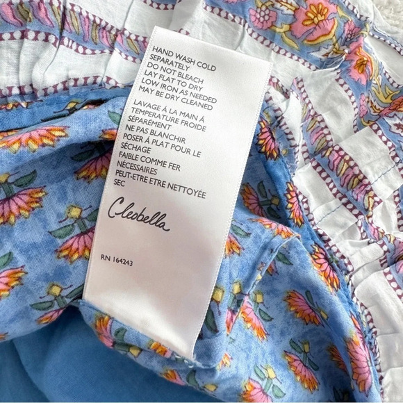 Cleobella Magdalena Mini Dress Lotus Blue Pink Mixed Printed Tie Waist S New - Picture 8 of 12